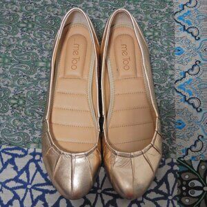 Me Too Rose Gold Leather Kitten Wedges